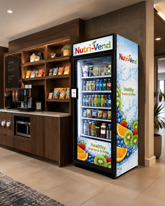 Nutri-Vend SmartMarket beside a hotel pantry