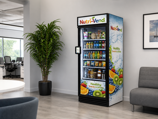 Nutri-Vend SmartMarket beside a resident lounge seating area
